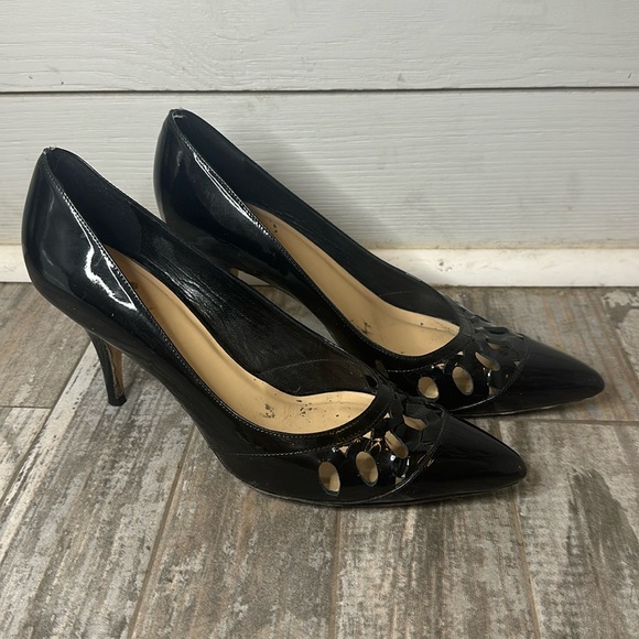 Black Kate Spade Patent Leather Cutouts 3 inch Heel Size 8 - Picture 1 of 8